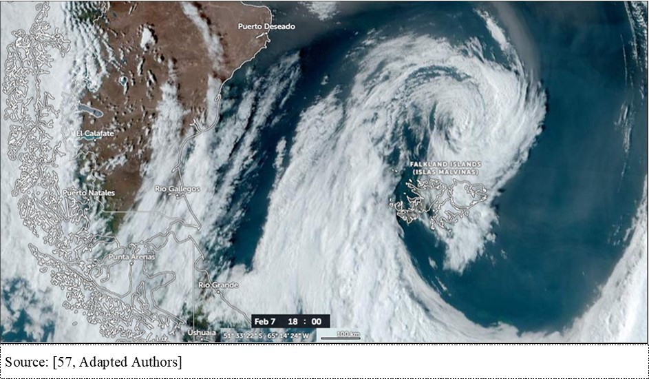 Image of the Dragonhead cyclone, at 6 pm (UTC), February 7, 2024.